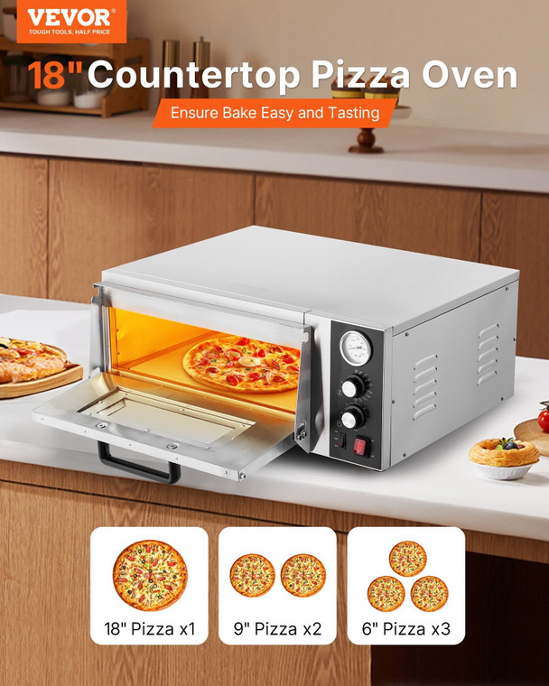 Electric Pizza Oven, 18-Inch Commercial Pizza Ovens, 842?°F Max Temp, 1740W Large Pizza Oven Counte E415-FMDRPSLDCSXNKX9ZS001V1