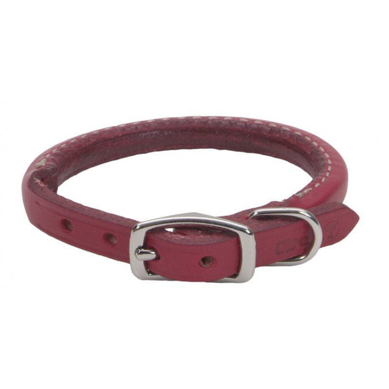Circle T Oak Tanned Leather Round Dog Collar Red N274-LM01120314R_b2b