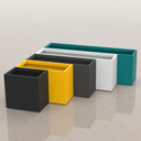 Tolga modern planter boxes in multiple finishes including yellow, teal, white, and black