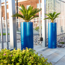 Corry Tall Cylinder Planter Pot (Metallic Blue)