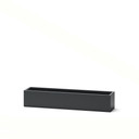 Tabletop fiberglass windowbox planter in matte charcoal finish, isolated front view