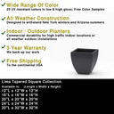 Dimension diagram showing size options for Lima Tapered Square Planter