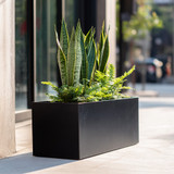 Tolga Long Rectangular Fiberglass Planter – Streamlined Design for Contemporary Spaces