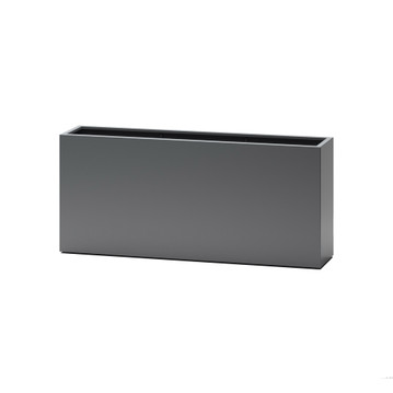 Potsdam large rectangular fiberglass planter box in charcoal grey finish, 48-inch length