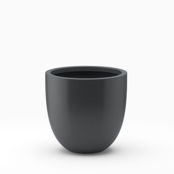 Alzira round tapered fiberglass planter pot in charcoal gray finish, 23-inch diameter