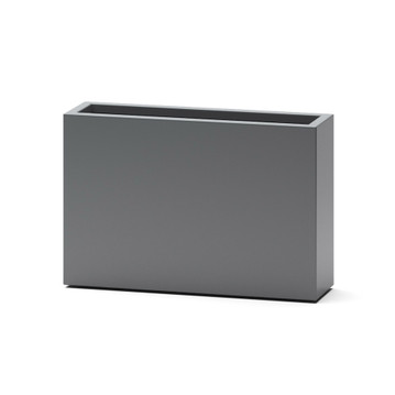 Rectangular Milano narrow fiberglass planter box in matte charcoal finish