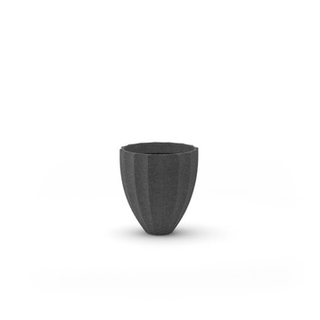 Edgewood Fluted Planter Pot with tapered base and vertical ridges in dark gray
