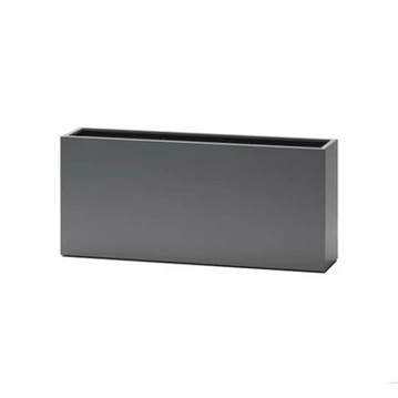 Rectangular modular 12-inch wide planter box in matte charcoal fiberglass finish