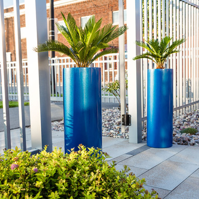 Corry Tall Cylinder Planter Pot (Metallic Blue)