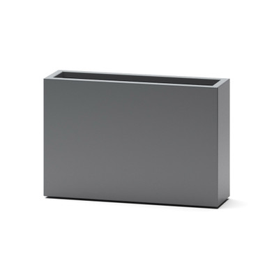 Rectangular Milano narrow fiberglass planter box in matte charcoal finish