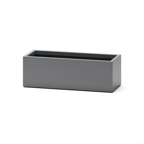 Low Profile 12-inch tall rectangular fiberglass planter box in matte charcoal finish