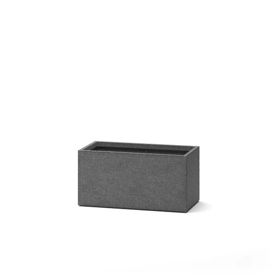 Sheridan Low Rectangle Planter in charcoal gray finish with wide, low-profile shape
