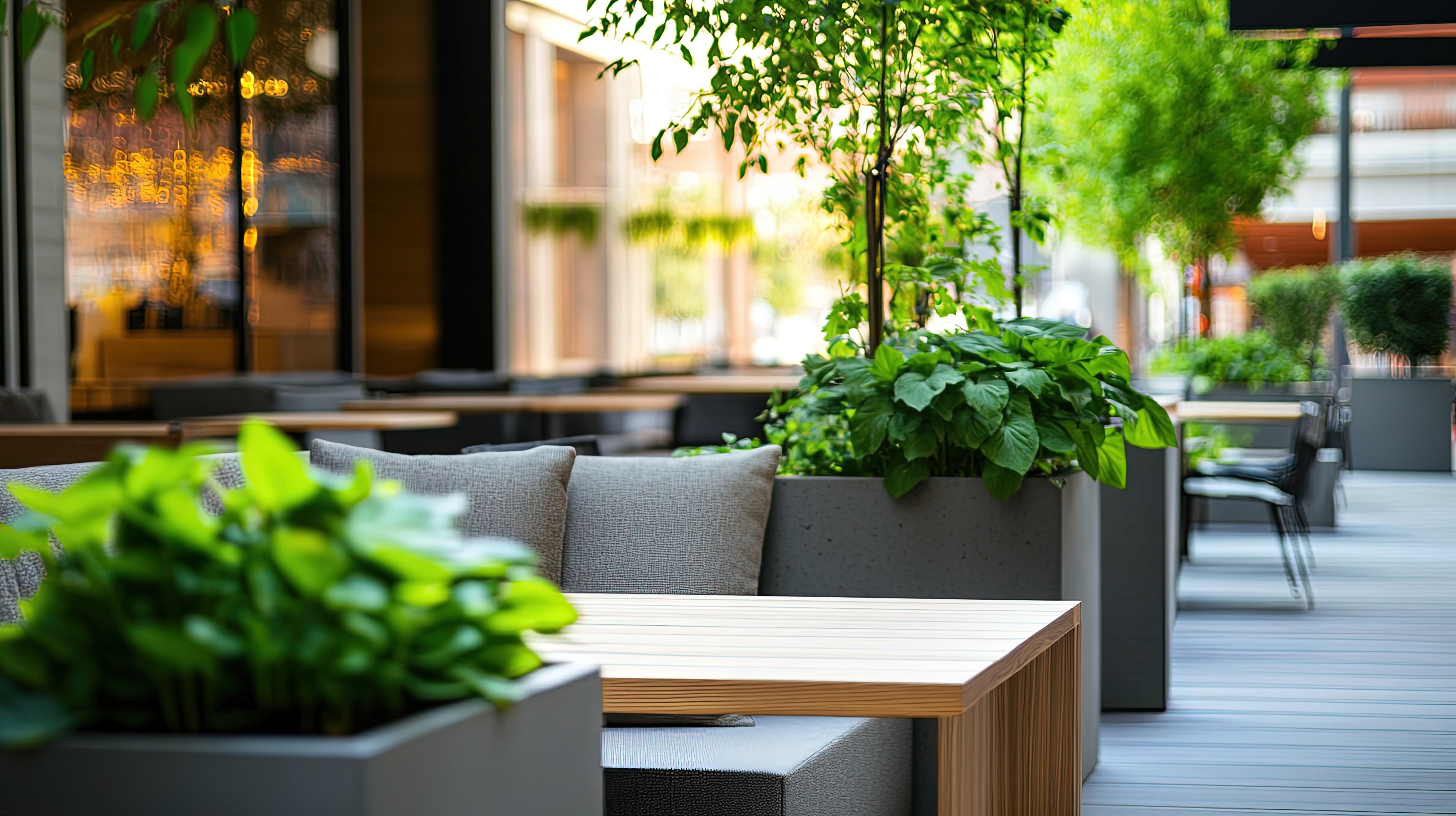 Functional outdoor patio with planters