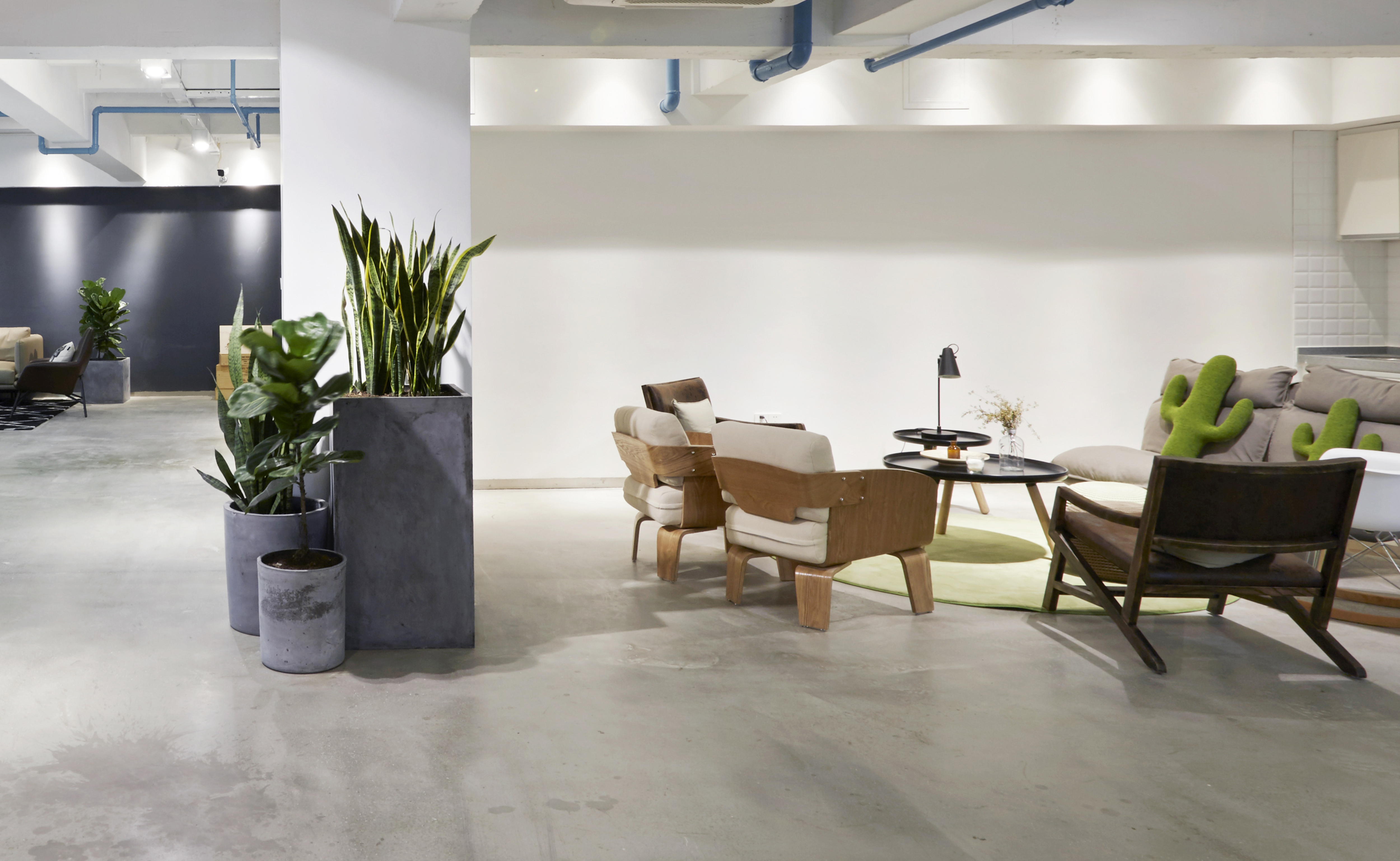 office space with planters