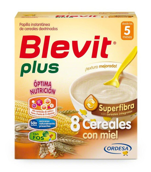 Blevit plus superfibra 8 cereales con miel. estuche de 600 g.