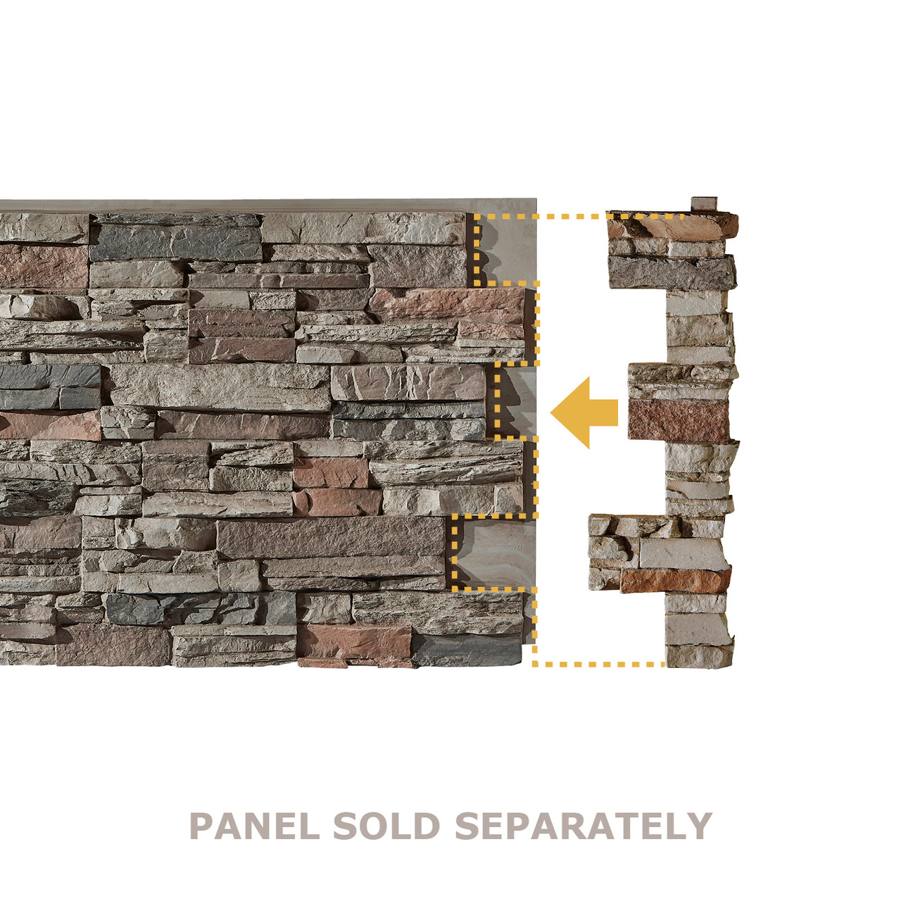 Sedona Dry Stack Stone Right Endcap