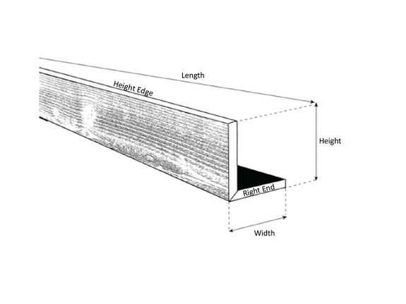 Detailed drawing showcasing the Hewn Recessed Wood Header Beam