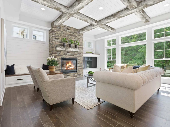Barnboard Natural Wood Beams in White Wash
