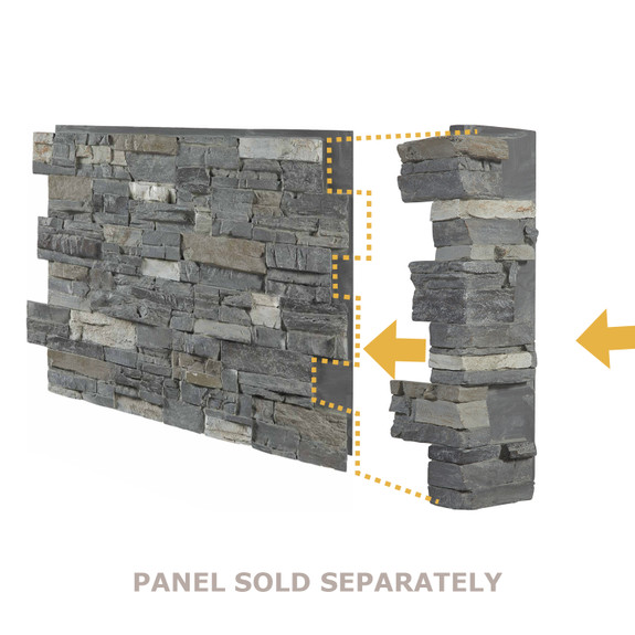 Picture of Denver Dry Stack 24-inch Interlocking Corner joining a Denver Dry Stack Panel.