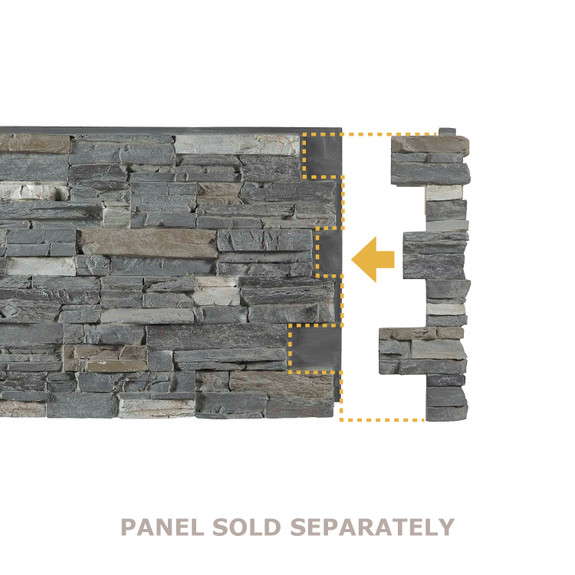 Denver Dry Stack Stone Interlocking Right Endcap joining to Denver Dry Stack Wall Panel