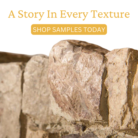 A story in every texture with faux stone wall panel samples from AZ Faux. 