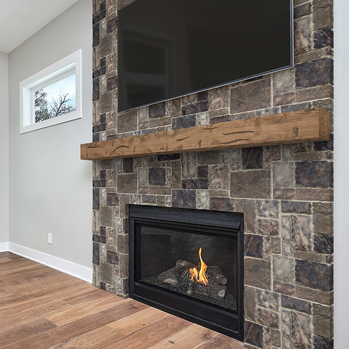 Hewn Mantel Fireplace