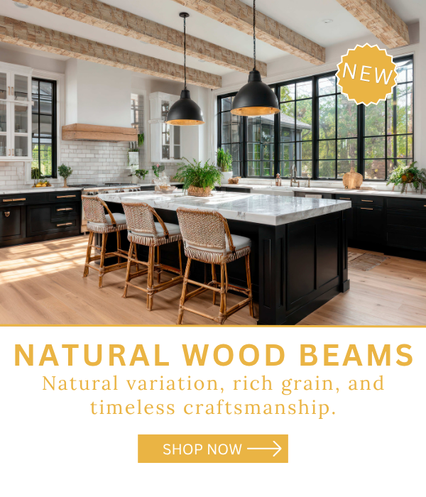 New Product Launch. Natural Real Wood Beams from AZ Faux. Real wood beams. Shop Now