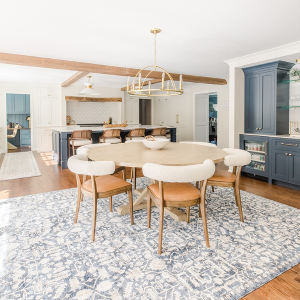 faux wood beam in open dining room and kitchen, az faux wood beams