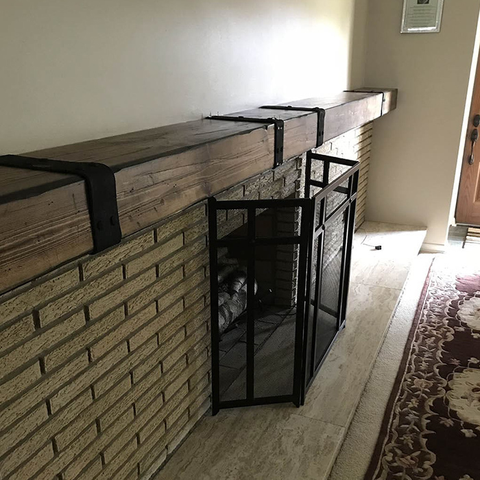 Saw Cut Faux Wood Mantel Fireplace