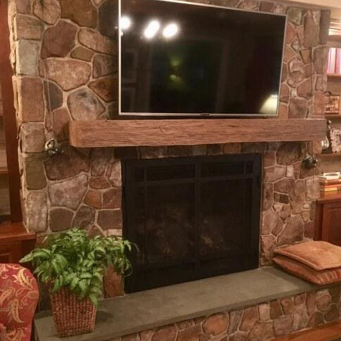 Saw Cut Faux Wood Mantel Fireplace