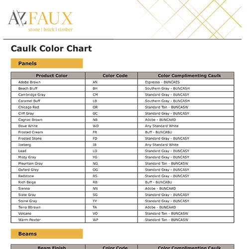 Caulk Color Chart