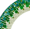 Zorigs Mirror Wall Art Décor – Handcrafted Decorative Wall Mirror, Forest Green, Olive and White Glass Mosaic, 24” Frame, 16" Round Mirror for Hallway, Bedroom, Bathroom, Living Room
