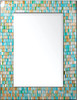 Zorigs  Handcrafted Decorative Wall Mirror, Sea Blue, Turquoise, and Opal Reflective Glass Mosaic Mirror 32" X 24" Rectangular Mirror