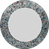 Zorigs Mirror Wall Art Décor – Mosaic 24” Round Handcrafted Decorative Wall Mirror, Amazing Mix of Multiple Colors of Silver, Sky Blue, Maple Mixed in Autumn with Embedded Imperial Design