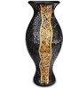 Zorigs Floor Vase, 18 Inch Mosaic Vase – Tall Cylinder Made of Terracotta with Black and Gold Glass Mosaic Pieces – Handcrafted Decorative Home Décor Accent Piece for Bedroom, Living Room, Office