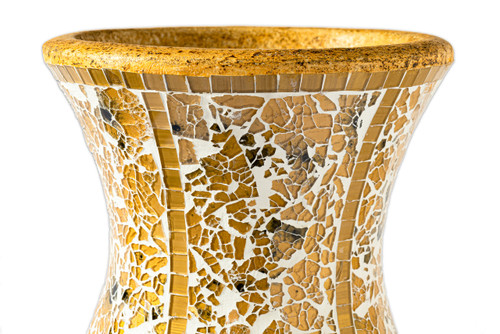 Zorigs Floor Vase, 24 Inch Mosaic Vase – Tall Cylinder Made of Terracotta with Yellow Tan Glass Mosaic Pieces – Handcrafted Decorative Home Décor Accent Piece for Bedroom, Living Room, Office