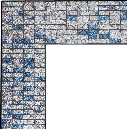 Zorigs  Handcrafted Decorative Wall Mirror, Silver, Sapphire Blue Reflective Mosaic Mirror 32" X 24" Rectangular Mirror Zorigs  Handcrafted Decorative Wall Mirror, Silver, Sapphire Blue Reflective Mosaic Mirror 32" X 24" Rectangular Mirror