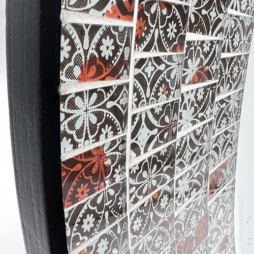 Zorigs Mosaic Mirror, Wall Art Décor – 24” Round Handcrafted Decorative Wall Mirror, Brown, Silver, and White Mosaic Tiles with Embedded Imperial Design Zorigs Mosaic Mirror, Wall Art Décor – 24” Round Handcrafted Decorative Wall Mirror, Brown, Silver, and White Mosaic Tiles with Embedded Imperial Design