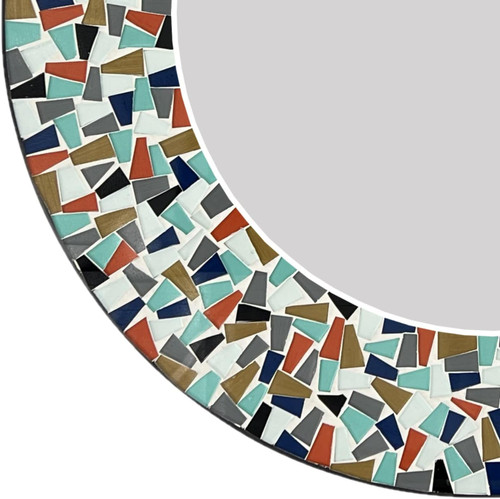 Zorigs Mosaic Mirror, Wall Art Décor – 24” Round Handcrafted Mosaic Mirror – Brown and Blue Multicolored Mirror for Hallway, Bedroom, Bathroom, Living Room Zorigs Mosaic Mirror, Wall Art Décor – 24” Round Handcrafted Mosaic Mirror – Brown and Blue Multicolored Mirror for Hallway, Bedroom, Bathroom, Living Room