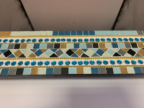 Zorigs Mosaic Mirror, Wall Art Décor – Handcrafted Decorative Wall Mirror in Light Brown and Navy Blue Mosaic 32” x 24” Rectangle - Hallway, Bedroom, Living Room