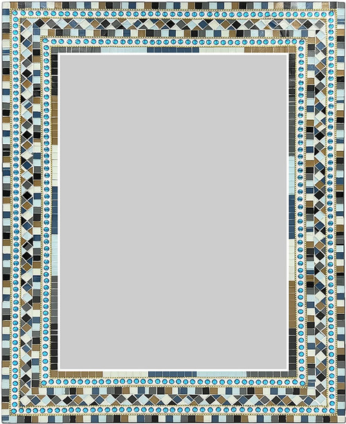 Zorigs Mosaic Mirror, Wall Art Décor – Handcrafted Decorative Wall Mirror in Light Brown, Pastel Green Mosaic 32” x 24” Rectangle - Hallway, Bedroom, Living Room