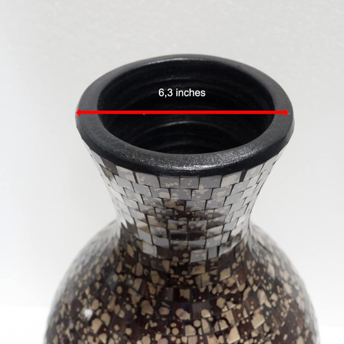 Zorigs Floor Vase, 24 Inch Mosaic Vase – Tall Cylinder Made of Terracotta with Black and Grey Glass Mosaic Pieces – Handcrafted Decorative Home Décor Accent Piece for Bedroom, Living Room, Office