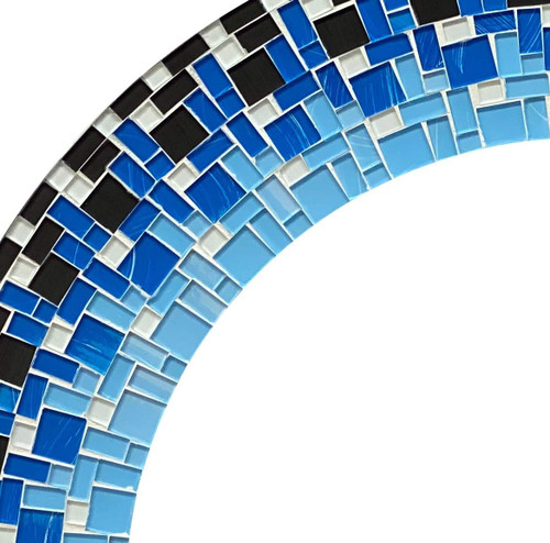 Zorigs Mosaic Mirror, Wall Art Décor – Handcrafted Decorative Wall Mirror, Blue, White, and Black Mosaic Mirror, 24” Frame, 15" Round Mirror for Hallway, Bedroom, Bathroom, Living Room Zorigs Mosaic Mirror, Wall Art Décor – Handcrafted Decorative Wall Mirror, Blue, White, and Black Mosaic Mirror, 24” Frame, 15" Round Mirror for Hallway, Bedroom, Bathroom, Living Room
