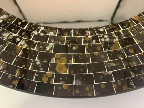 Zorigs Mirror Wall Art Décor – Handcrafted Decorative Wall Mirror, Brown and Gold Mosaic Mirror, 24” Round Mirror for Hallway, Bedroom, Bathroom, Living Room