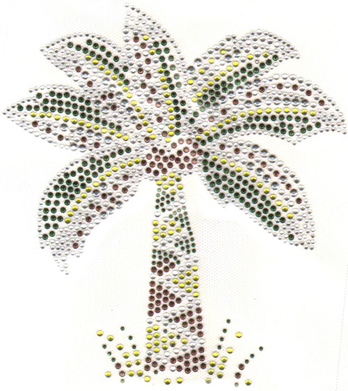 Large-size Green tones Coconut Tree Iron-On Design (S1217L-GRN).