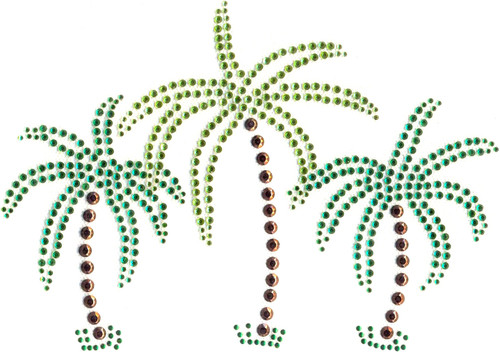 Green stone Palm Tree Trio Iron-On Design (S1970-STONE).