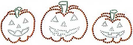 Halloween Happy Pumpkin Trio Iron-On Design (S2022) shown.