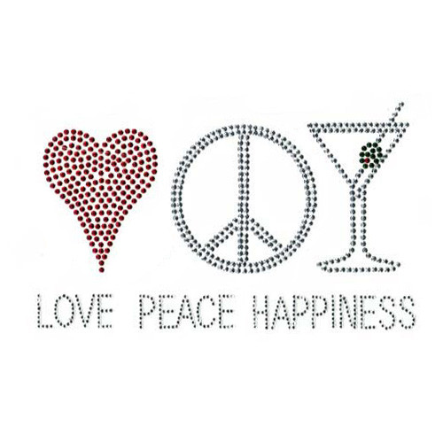 S2882B-PEACE LOVE HAPPINESS HEART DRINK MARTNI GLASS DRINKS