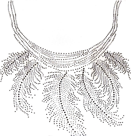 Silver Feathered Scoop-Neckline Iron-On Design (S101393-SIL). 