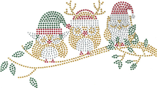 Holiday Owl Trio Iron-On Design (S105035).